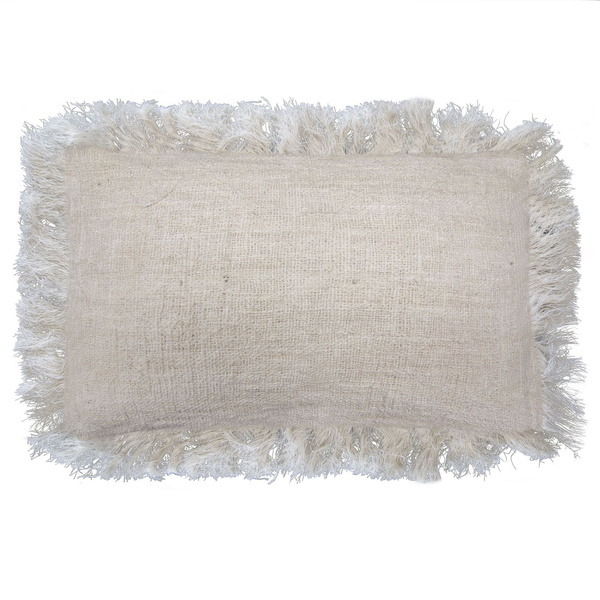 Linen Cushion Cover 30x50cm with fringe
