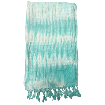 Boho Java Art Stole/Scarf - Teal Stripes & Motiff - 62x200cm