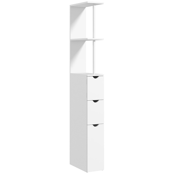 HOMCOM Slim Bathroom Storage Cabinet with Drawers, Tall Bathroom Cupboard with 2-Tier Shelf, White