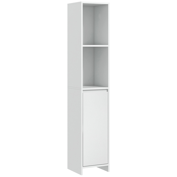 HOMCOM Narrow Bathroom Cabinet, Slim Bathroom Storage Unit with Open Compartment, Freestanding Storage Cupboard for Small Spaces, 30 x 30 x 160 cm, White