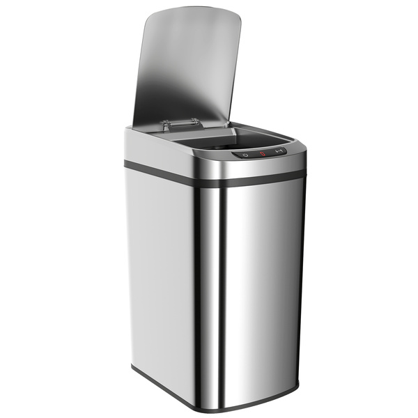 HOMCOM 12L Sensor Bin, Automatic Touchless Motion Sensor Kitchen Bin with Fingerprint Resistant Stainless Steel, Silver