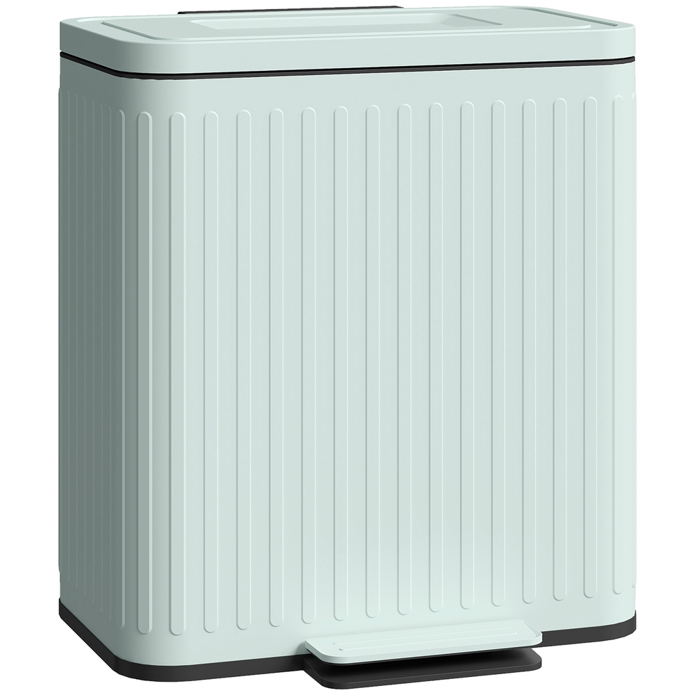 HOMCOM 40L Dual Compartment Rubbish Bin, with Soft-Close Lid - Green