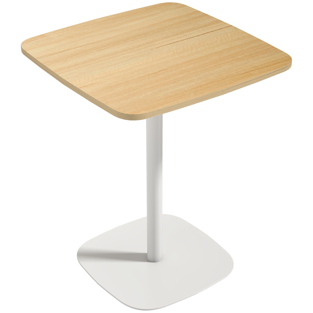 HOMCOM Small Dining Table, 60 cm Square Kitchen Table with Wood-veneer Top and Steel Base - Natural Wood Finish