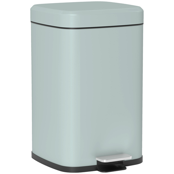 HOMCOM 20L Modern Boxy Metal Home Kitchen Bin - Light Green