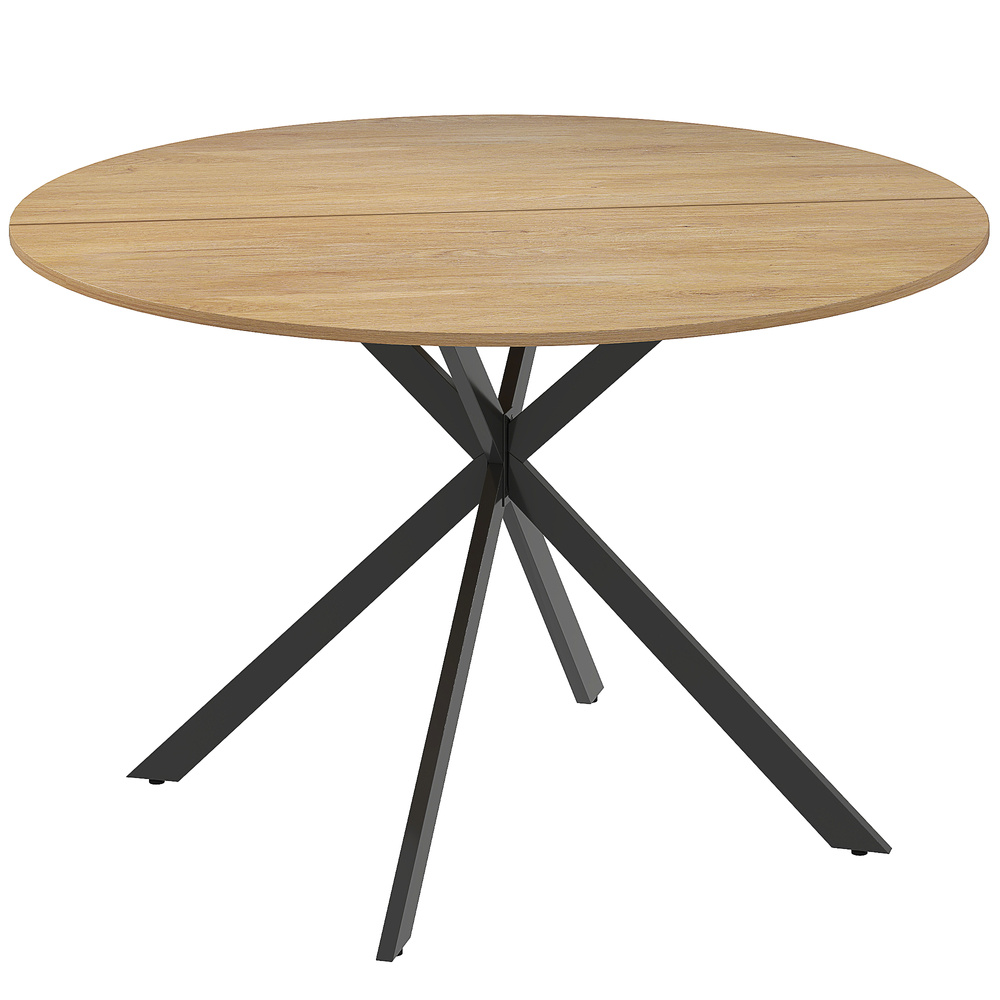 HOMCOM Dining Table for 4, 120 cm Industrial Kitchen Table with Wood Effect Tabletop and Steel Legs, Oak