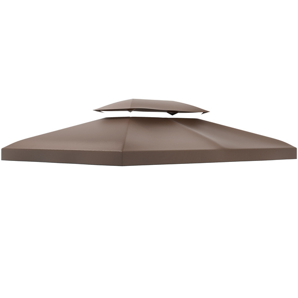 Outsunny 3x4m Gazebo Replacement Roof Canopy 2 Tier Top UV Cover Garden Patio Outdoor Sun Awning Shelters, Brown  (TOP COVER ONLY)