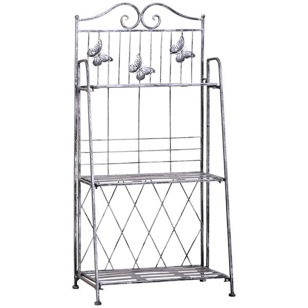 Outsunny 3 Tier Plant Stand Indoor Outdoor, Metal Plant Shelf Flower Display Rack for Potted Plants Garden Balcony Decor, 44 x 25 x 96 cm