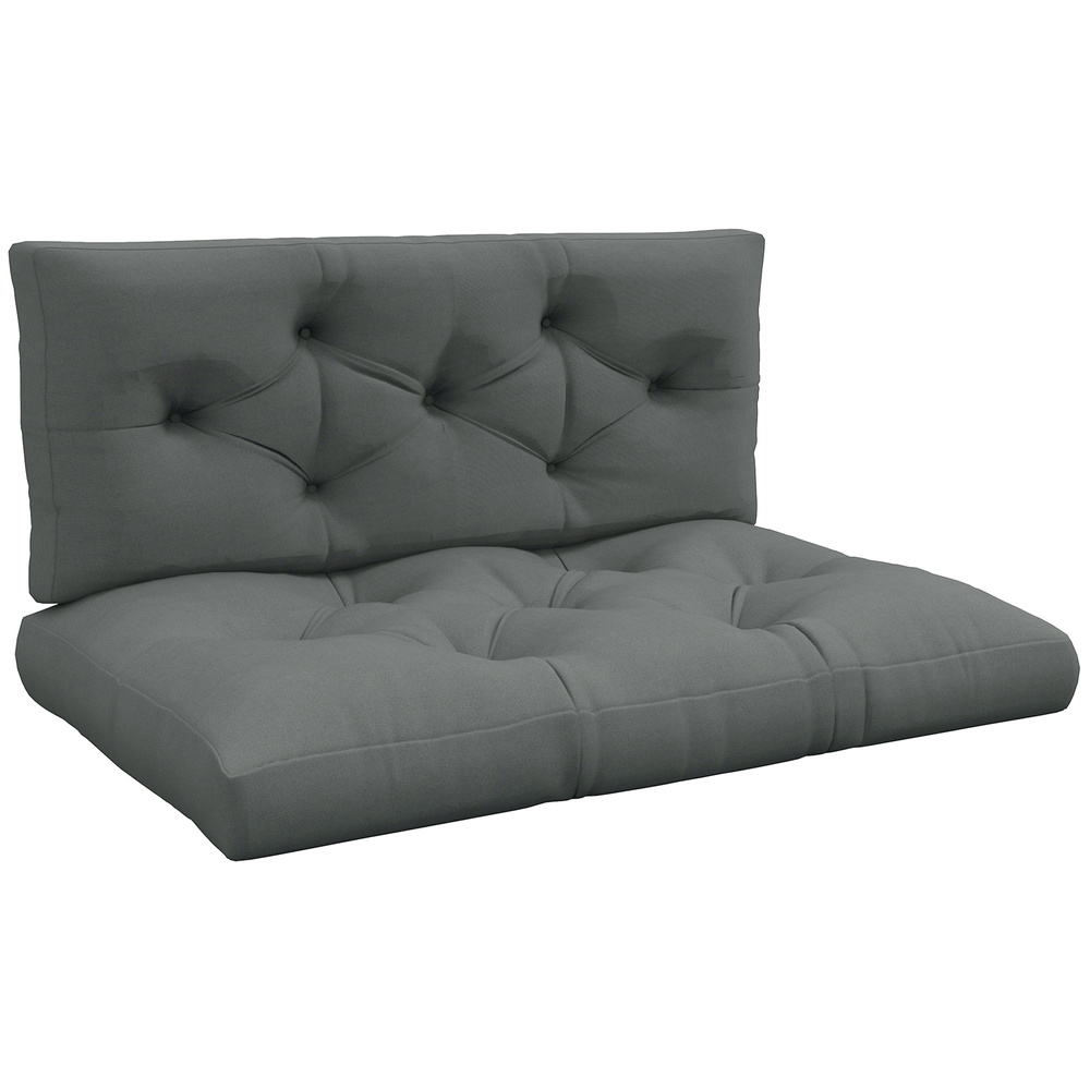 Outsunny Seat and Back Padded Pallet Cushion Set - Light Grey