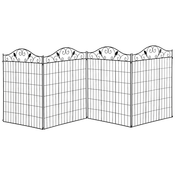 Outsunny Garden Decorative Fence 4 Panels 44in x 12ft Metal Wire Landscape Border Edging