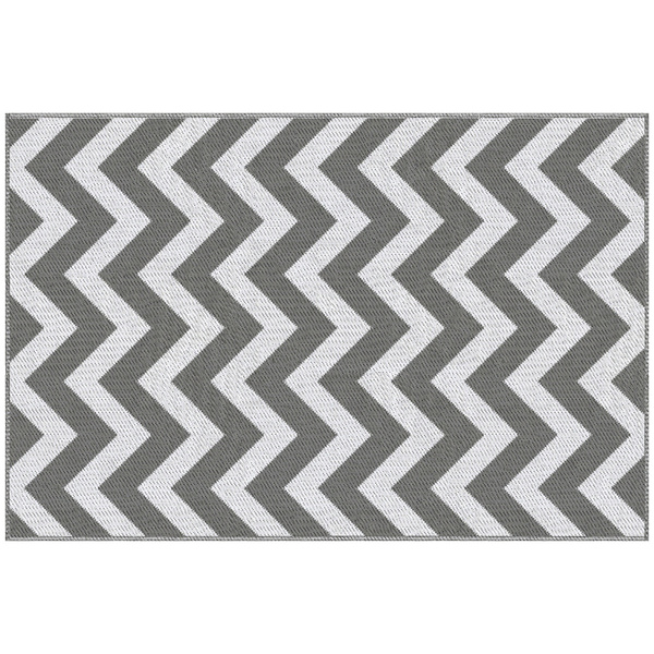 Outsunny 121 x 182 cm(4x6ft) Outdoor Rug Reversible Mat Plastic Straw Rug Portable RV Camping Mat for Garden Deck Picnic Indoor, Light Grey & White
