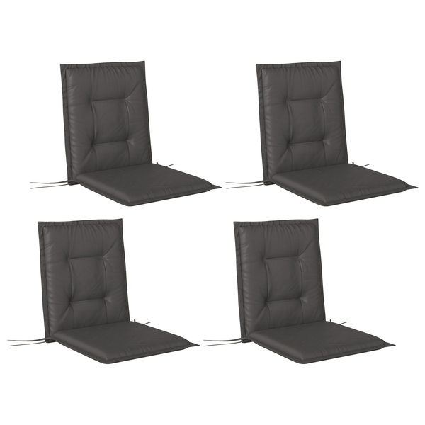Outsunny Set of Four Padded Garden Seat Cushions - Charcoal Grey