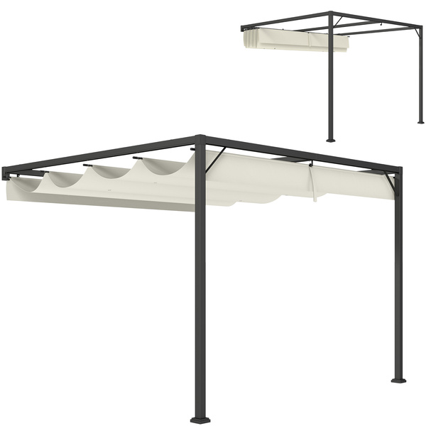 Outsunny 3 x 3 m Pergola, with Sliding Canopy - Cream White