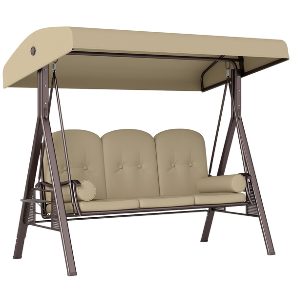 Outsunny Three-Seater Garden Swing Chair - Brown
