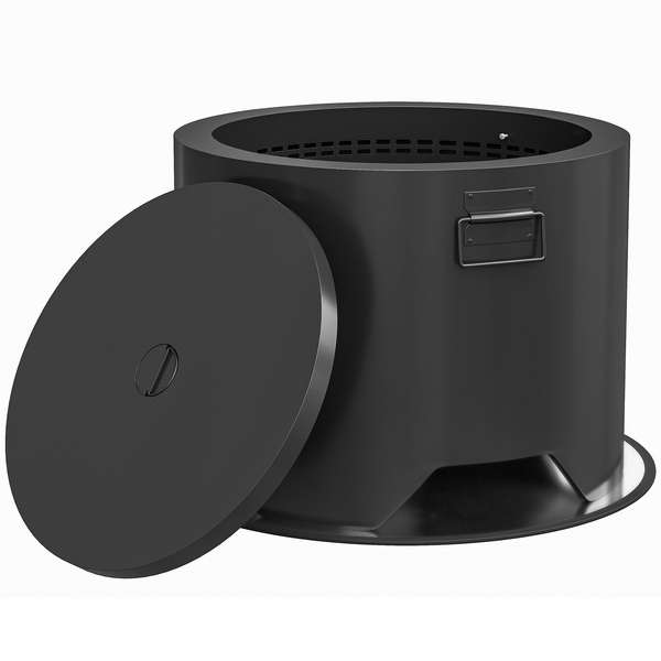 Outsunny Outdoor Round Fire Pit with Lid and Fire Poker - Black