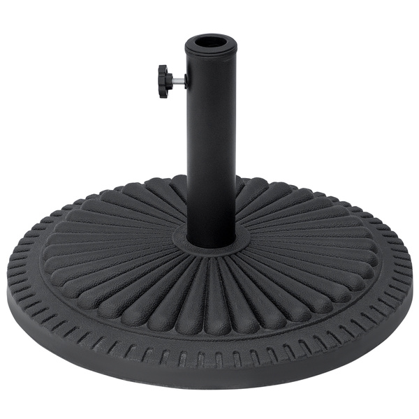 Outsunny 14kg Round Cement Parasol Base Umbrella Weight Stand Holder Fits Φ35mm,Φ38mm,Φ48mm Pole for Patio Outdoor Garden - Black