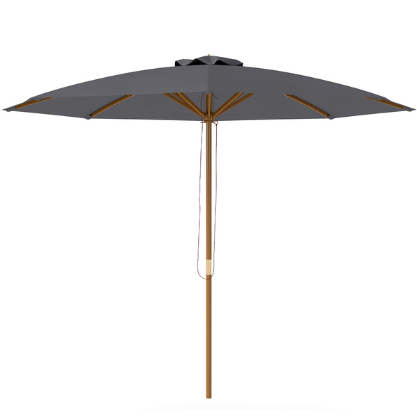Outsunny 3m Wood Pole Parasol Umbrella - Grey