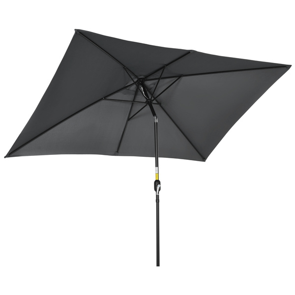 Outsunny 3x2m Patio Parasol Garden Umbrellas Canopy with Aluminium Tilt Crank Rectangular Sun Shade Steel, Black