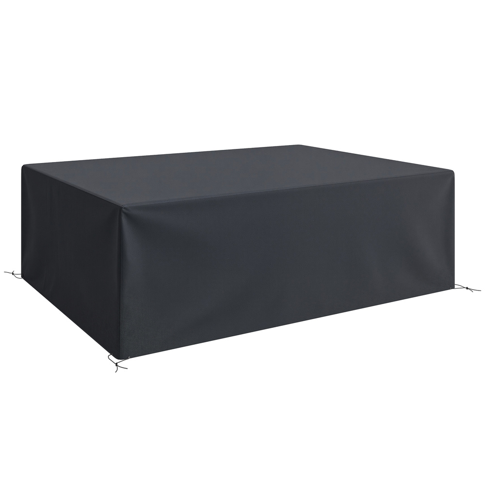 Outsunny 600D Oxford Outdoor Garden Furniture Sofa Set Cover, Waterproof Anti-UV Rattan Sun Lounger Protection Protector Cover, 275L x 205W x 90Hcm, Black