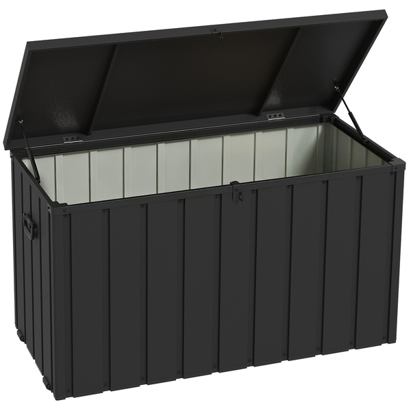 Outsunny 450L Galvanised Steel Garden Storage Box, with Wheels - Dark Grey