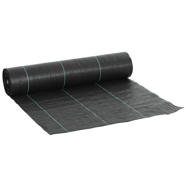 Outsunny 2m x 90m Weed Control Membrane, Heavy Duty Weed Control Barrier Fabric, 90gsm Ground Cover for Patios, Garden, Flower beds, Landscaping
