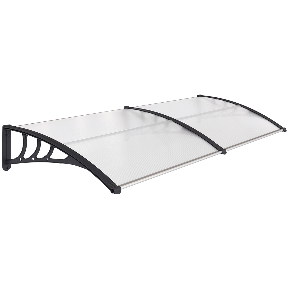 Outsunny Front Door Canopy Outdoor Awning Aluminium Rigid Plastic Polycarbonate Rain Shelter UV Water Rain Resistant 75 x 195 cm White