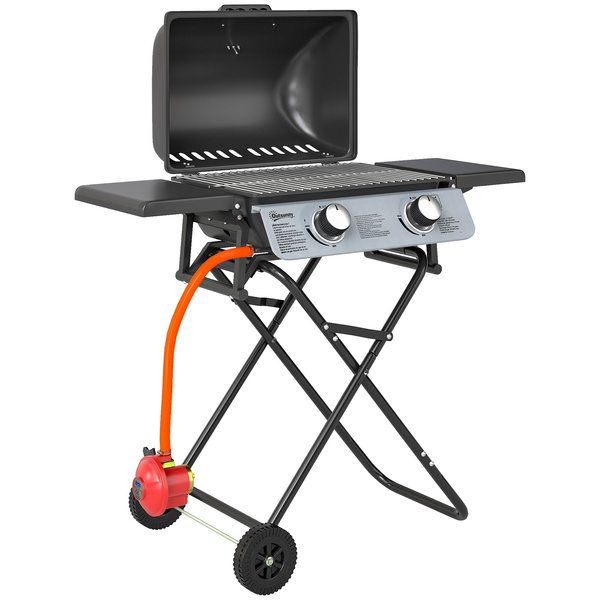 Outsunny Two-Burner Portable Suitcase BBQ - Black