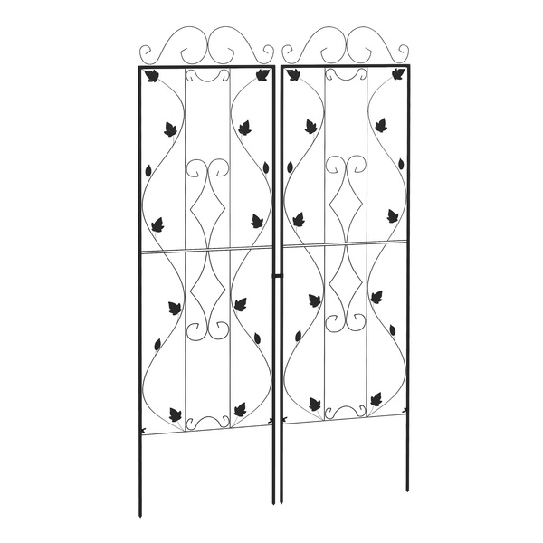 Outsunny Metal Trellis Set of 2, Garden Trellis for Climbing Plants Support Frames, Leaf Design