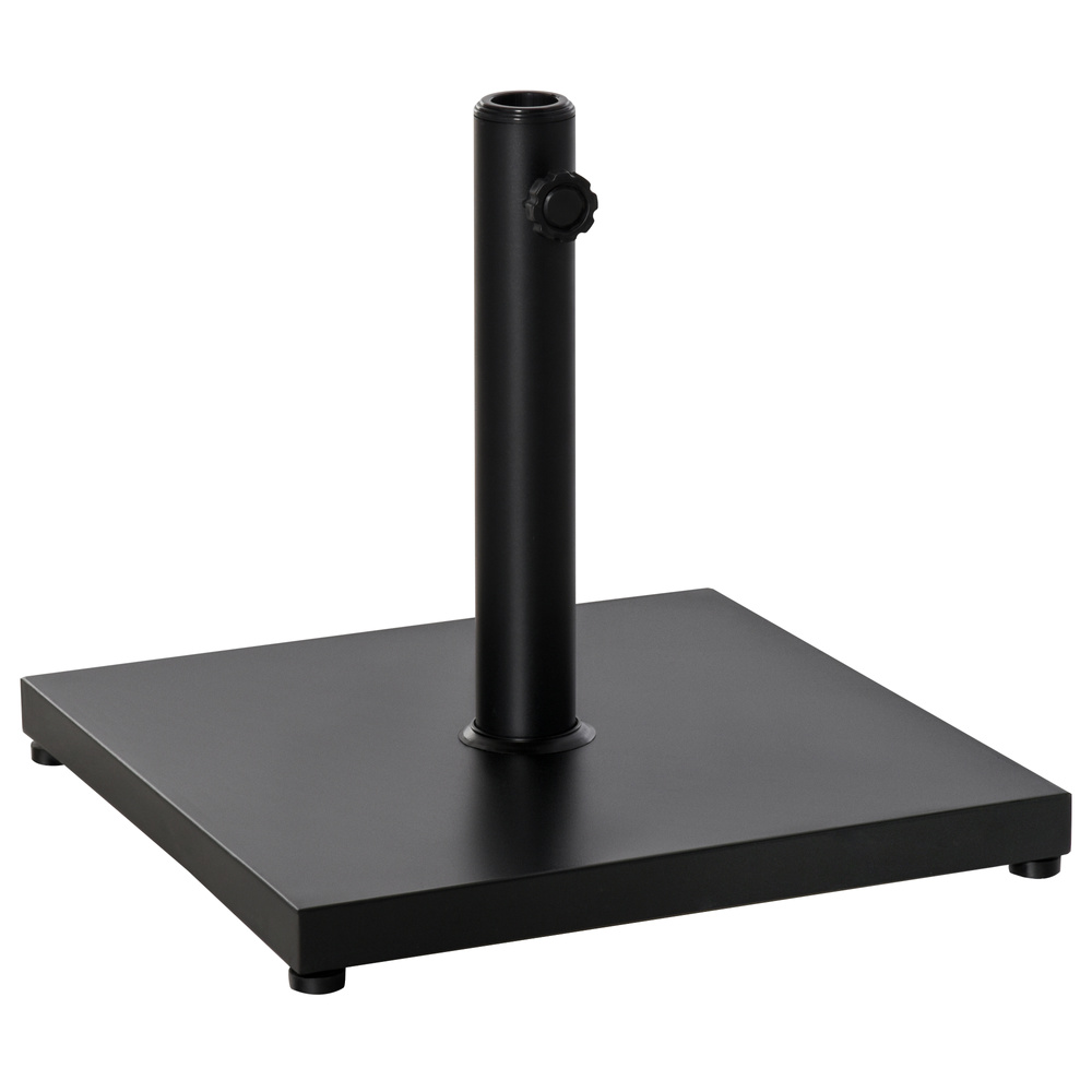 Outsunny Φ35/38/48MM 18KG Steel Square Parasol Stand Base w/ Adjustable Knob Umbrella Stand Garden Patio Outdoor Home, Black