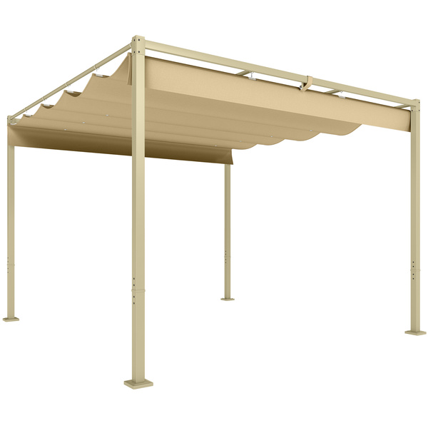 Outsunny 3 x 3m Retractable Roof Metal Pergola - Black