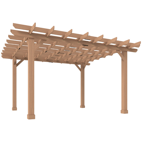 Outsunny Graden Pergola Kit, Wooden Pergola Gazebo Grape Trellis with Stable Structure, 3.6 x 3.6m, Dark Brown