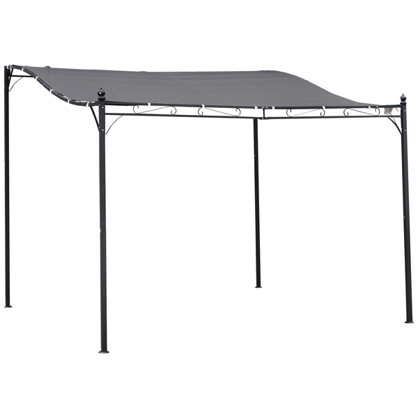 Outsunny 3x3m Metal Pergola with Canopy Garden Awning for Garden Parties, Grey