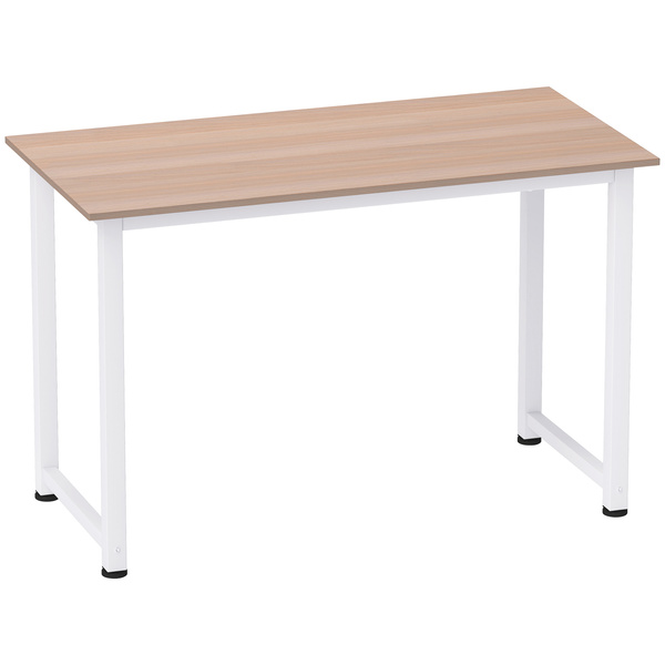 HOMCOM Computer Desk, Writing Table, 120 x 60 x 76cm Workstation for Home Office, Study with Metal Frame, Simple Assembly, White
