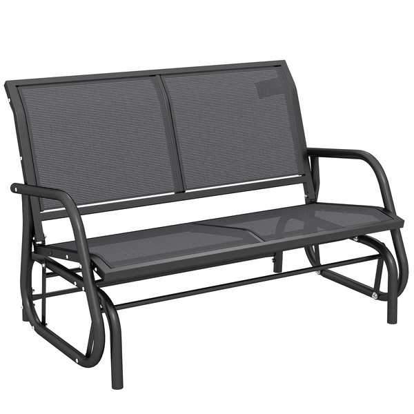 Outsunny 2-Person Outdoor Glider Bench Patio Double Swing Gliding Chair Loveseat w/Power Coated Steel Frame for Garden Patio Porch, Grey