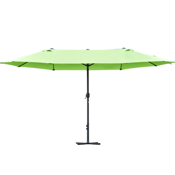 Outsunny 4.6M Sun Umbrella Canopy Double-sided Crank Sun Shade w/ Cross Base Green