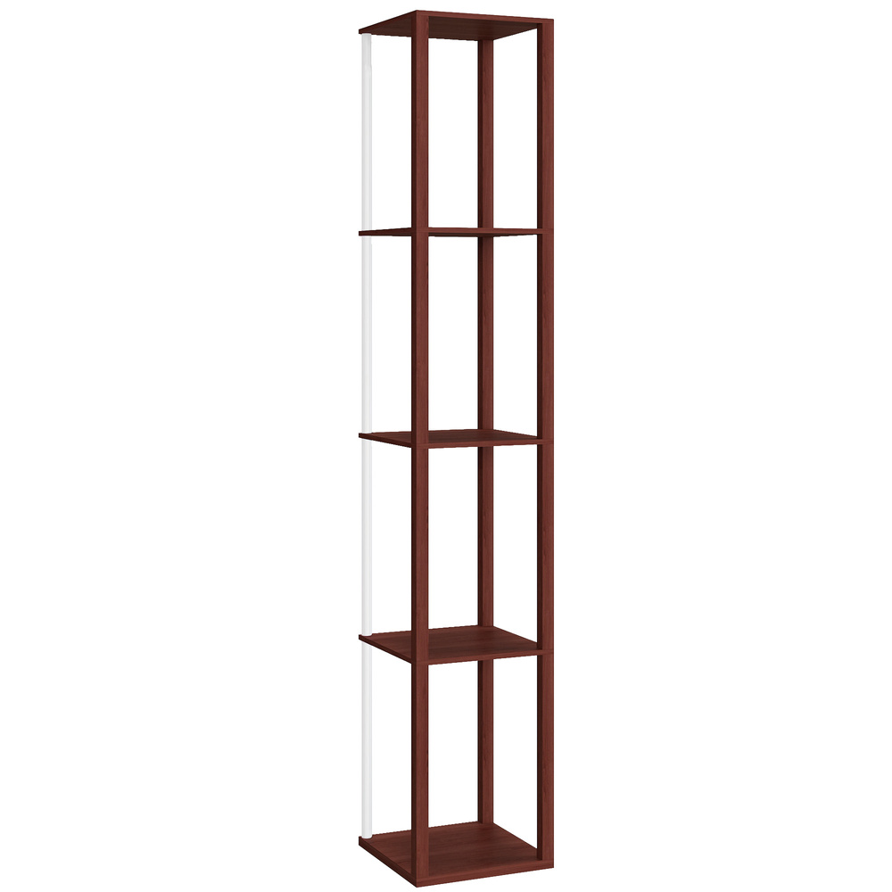 HOMCOM RGB LED Floor Lamp with Shelves, Modern Dimmable Standing Lamp with Remote Control, Adjustable Brightness & Speed for Living Room, Bedroom, Office, Brown