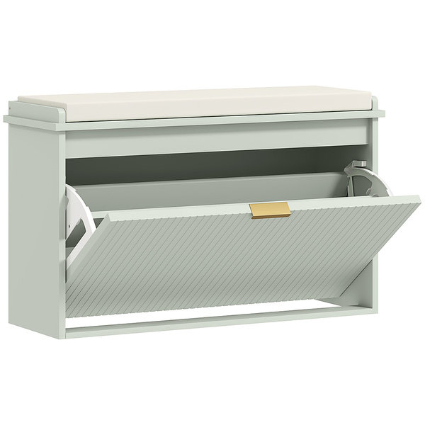 HOMCOM Elegant Eight Shoe Bench, with Top Seat - Green