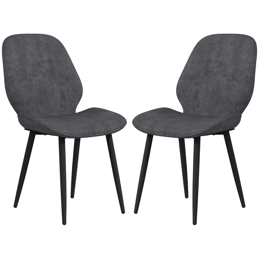 HOMCOM Velvet Dining Chairs, Set of 2 Dining Room Chairs with Metal Legs for Living Room, Dining Room, Grey