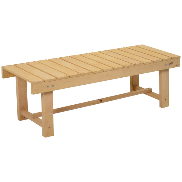 Outsunny Wooden Garden Benches, 2 Seater Outdoor Benches, Fir Wood Backless Patio Loveseat with Slatted Seat for Park, 110 x 38 x 35 cm, 5 Pieces, Natural Wood Finish