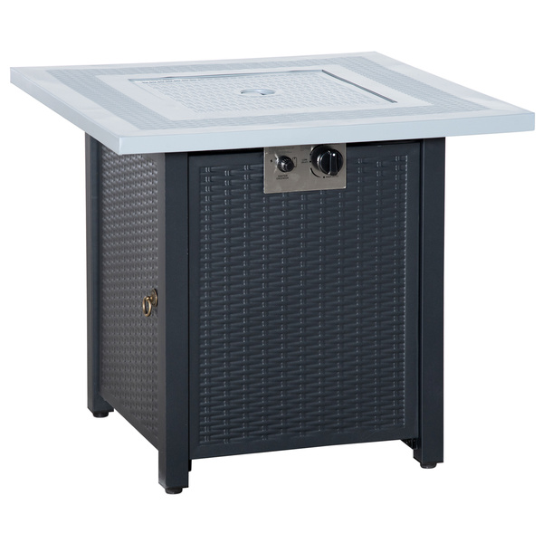 Outsunny 71 x 71cm 40000 BTU Gas Firepit Table - Black/Grey