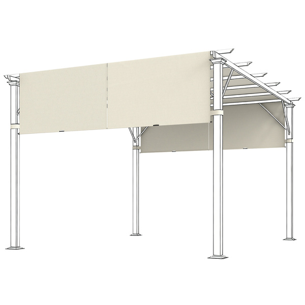 Outsunny 2 Pcs UV Protection Pergola Replacement Canopy, Pergola Shade Cover, Easy to Install, for 3 x 3(m) Pergola, Cream White