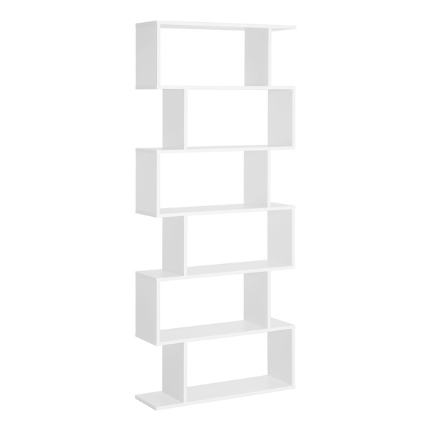 HOMCOM Bookcase, 6 Tier Shelf S Shaped Bookshelf, Storage Unit, Display Shelf for Living Room, Bedroom, Home Office, Plant, White
