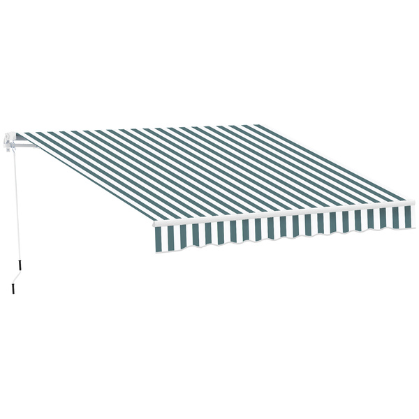 Outsunny Retractable Awning, 2.5x2 m-Dark Green/White