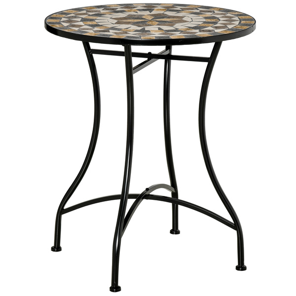 Outsunny Φ60cm Mosaic Outdoor Patio Table - Grey