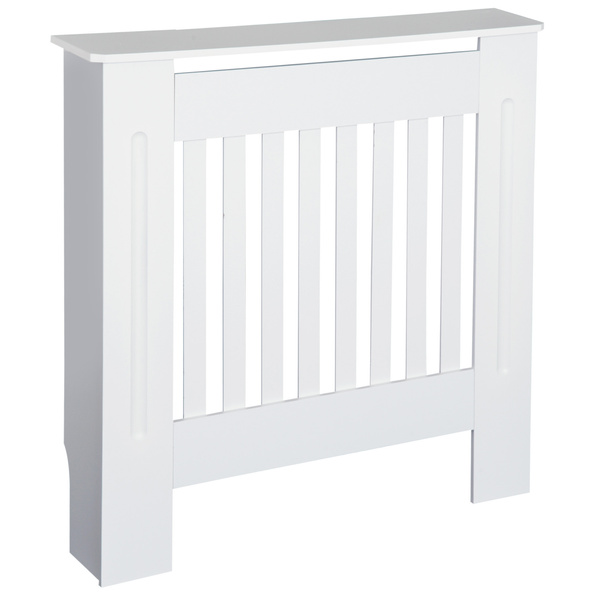 HOMCOM Slatted Radiator Cover Painted Cabinet MDF Lined Grill in White (78L x 19W x 81H cm)