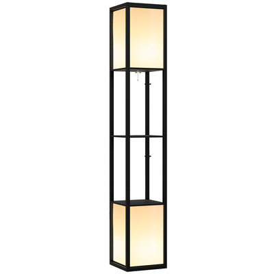 HOMCOM Modern Shelf Floor Lamp with Dual Ambient Light, Standing Lamp Living Room, Bedroom, 156cm, Black