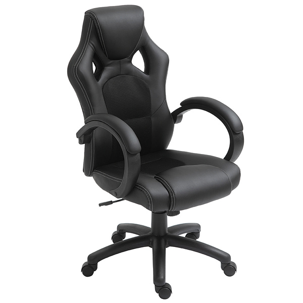 Vinsetto Office Chair Faux Leather Swivel Computer Desk Chair for Home Office with Wheels Armrests Black