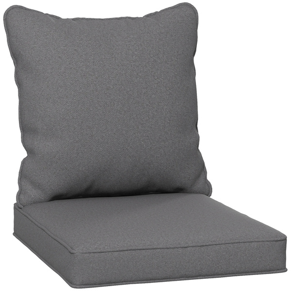 Outsunny Seat and Back Padded Cushion Set, CUSHION ONLY - Charcoal Grey