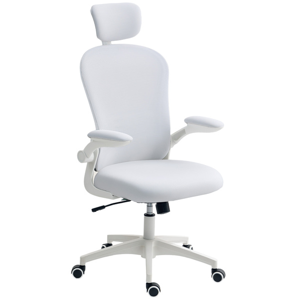 Vinsetto Multi-Adjustable Office Chair, with Lumbar Support, Headrest and Mesh Back - White