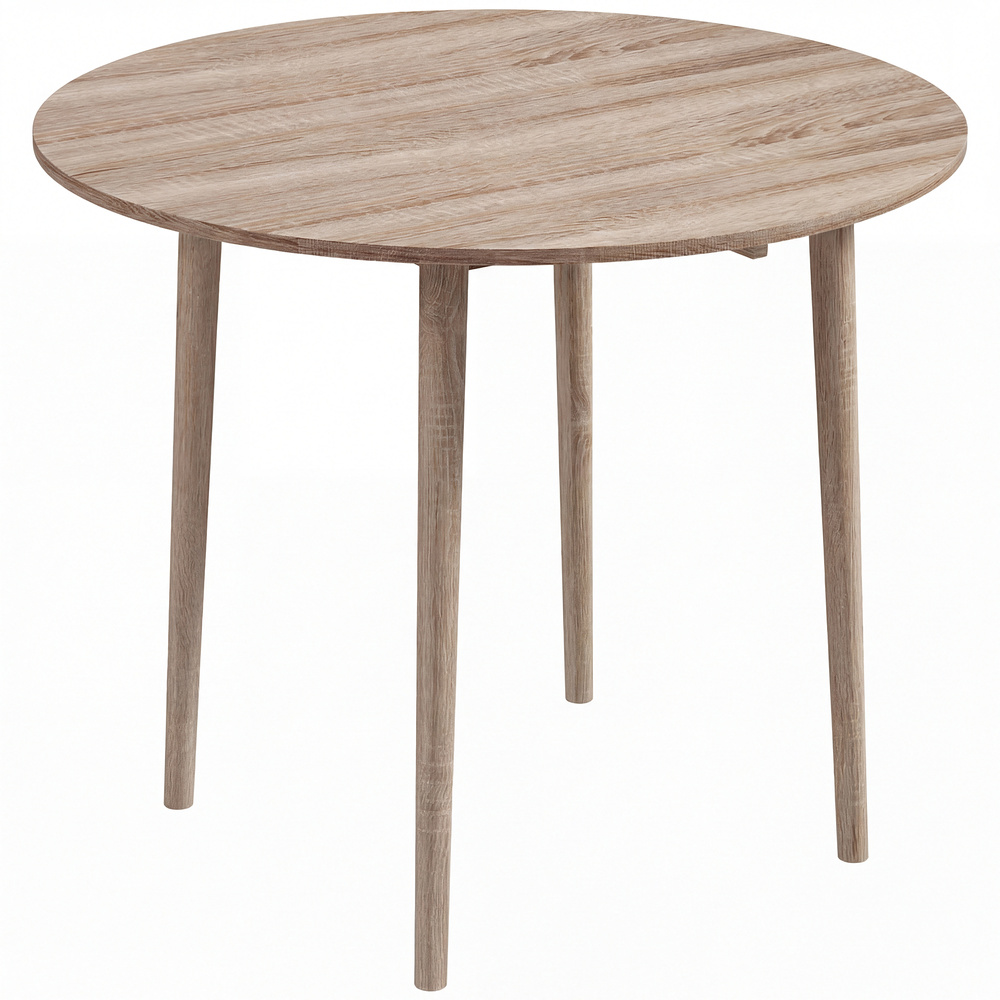 HOMCOM Folding Dining Table for 4, Round Drop Leaf Table, Modern Space Saving Small Kitchen Table with Wood Legs for Dining Room, Natural