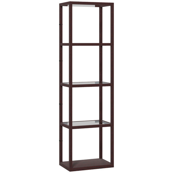 HOMCOM Four-Shelf Floor Lamp - Dark Brown